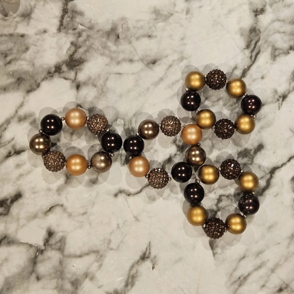 Kids Chunky Beaded‎ Bracelet Bundle | Fall Neutral Tones | Mixed Condition